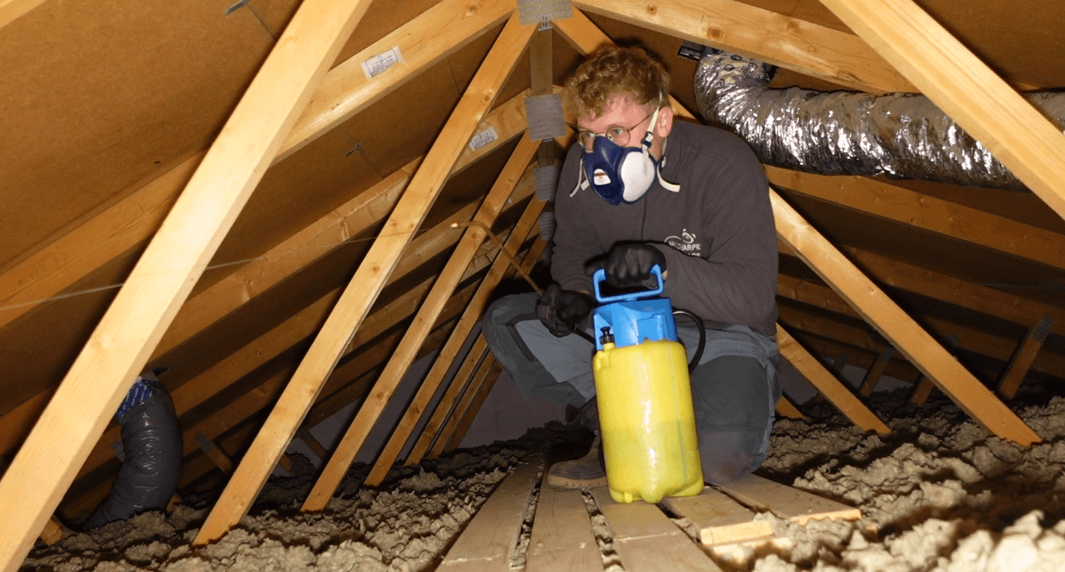 Tekniker sprøjter lugtfri saltopløsning for at fordrive husmår i Holstebro