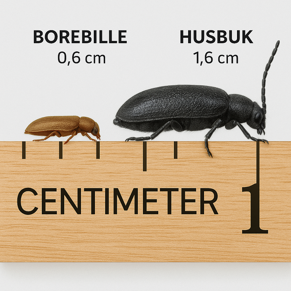 Borebiller størrelse – sammenligning i millimeter