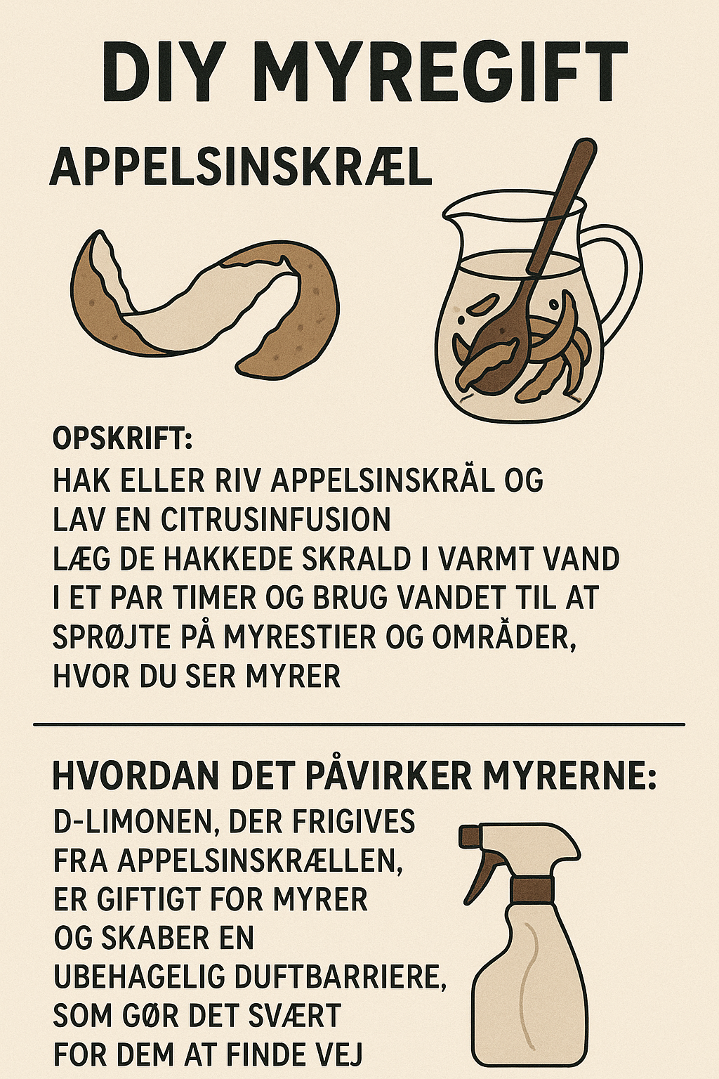 Infografik: appelsinskræl/citrusinfusion mod myrer